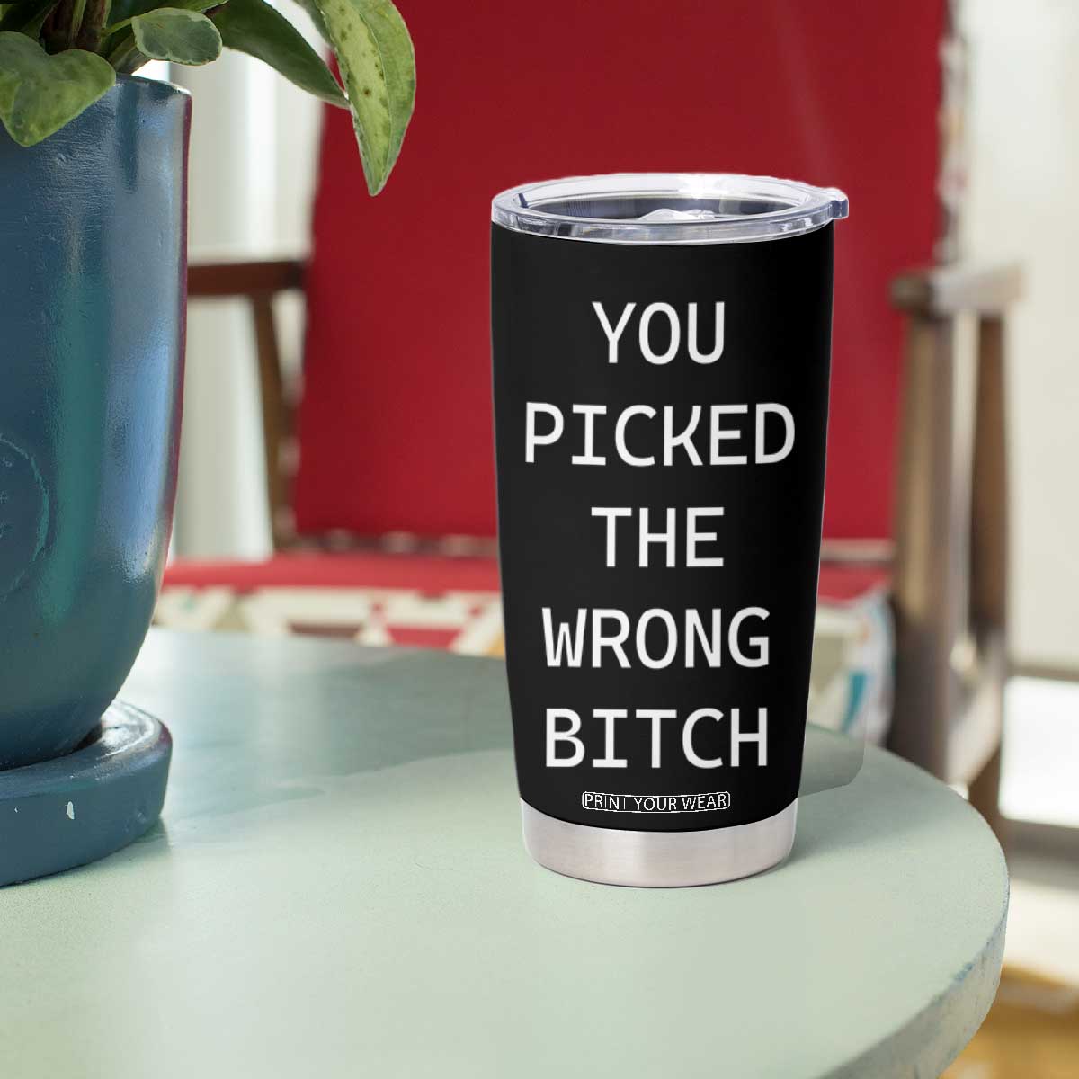 Funny Cancer Fighter Tumbler Cup Middle Finger Duck Cancer You Picked The Wrong Bitch Chemo Patient Gift TB10 Print Your Wear