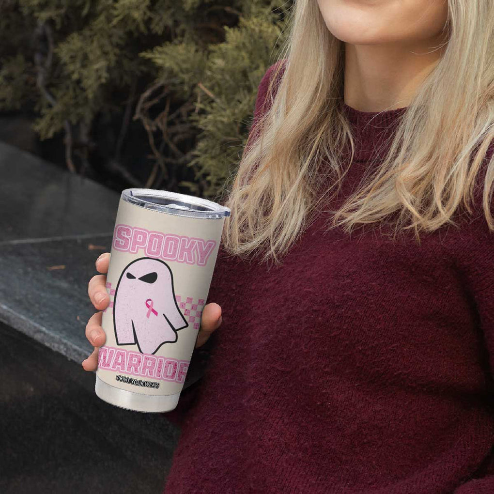 Breast Cancer Awareness Tumbler Cup Pink Ribbon Boojee Halloween Spooky Warriror TB10 Print Your Wear
