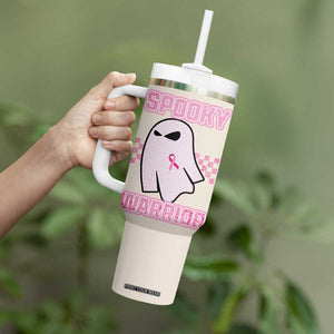 Breast Cancer Awareness Tumbler With Handle Pink Ribbon Boojee Halloween Spooky Warriror TB10 Print Your Wear