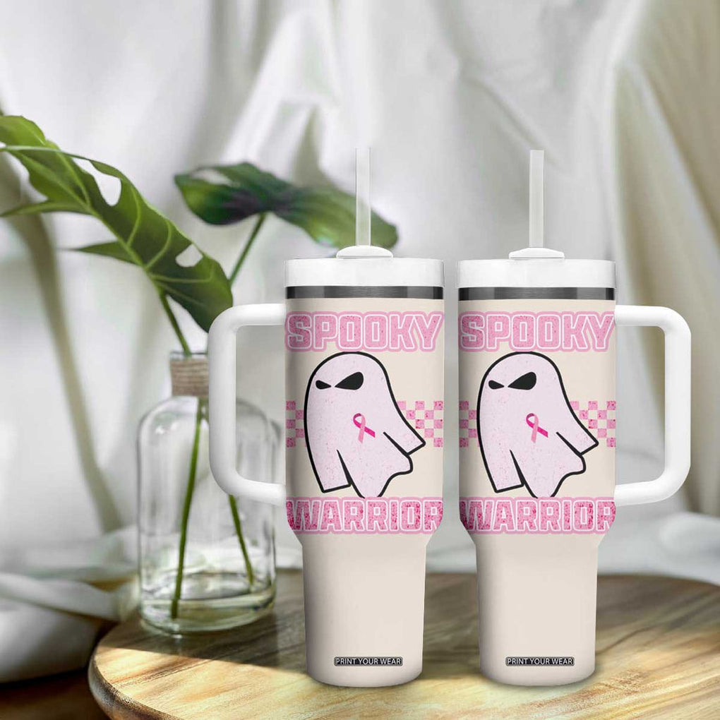 Breast Cancer Awareness Tumbler With Handle Pink Ribbon Boojee Halloween Spooky Warriror TB10 Print Your Wear