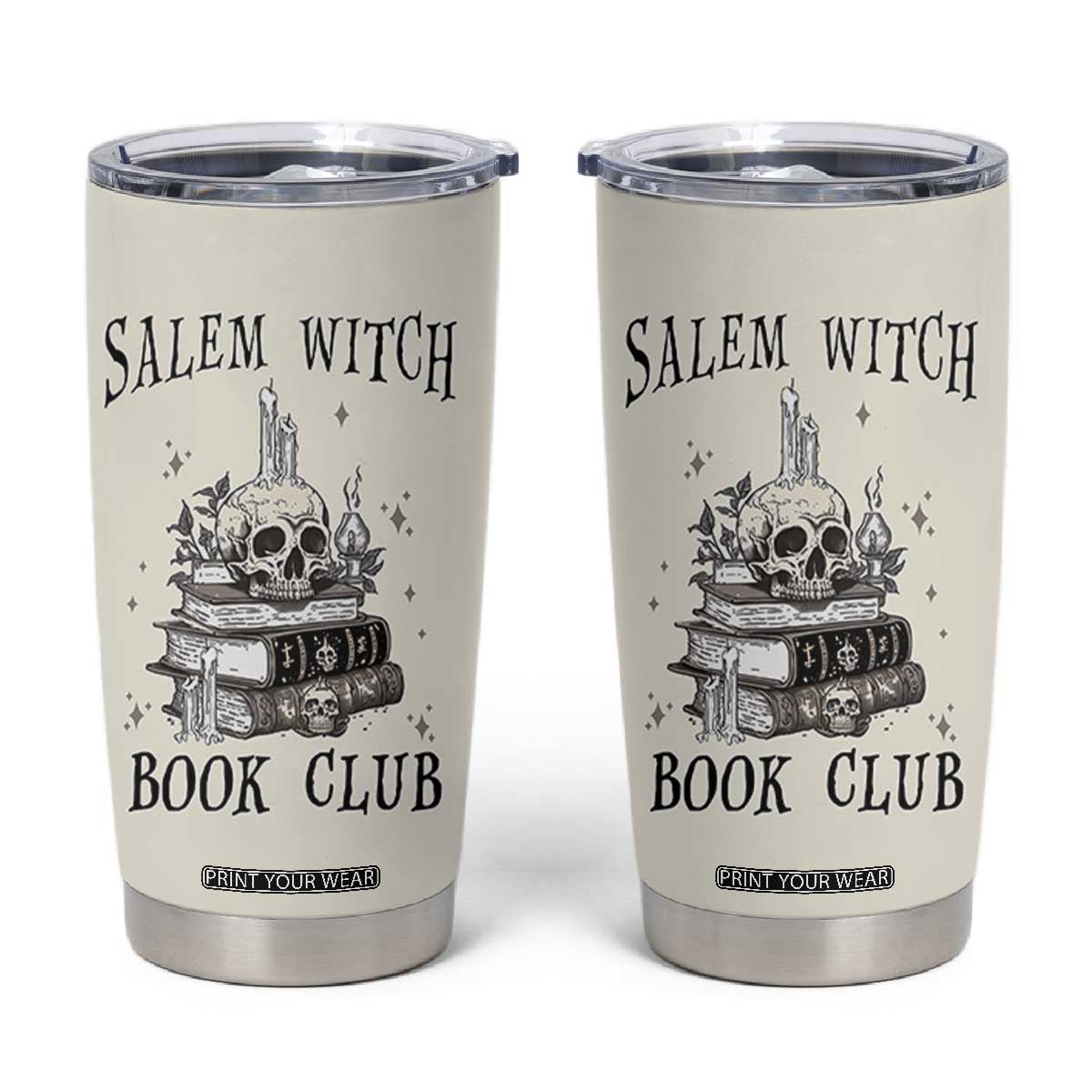 Salem Book Club Tumbler Cup Retro Witch Vibes Book Lovers TB10 Beige Print Your Wear