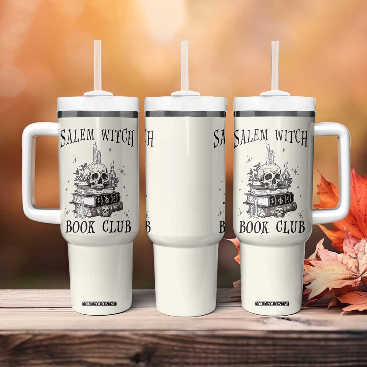 Salem Book Club Tumbler With Handle Retro Witch Vibes Book Lovers TB10 Print Your Wear