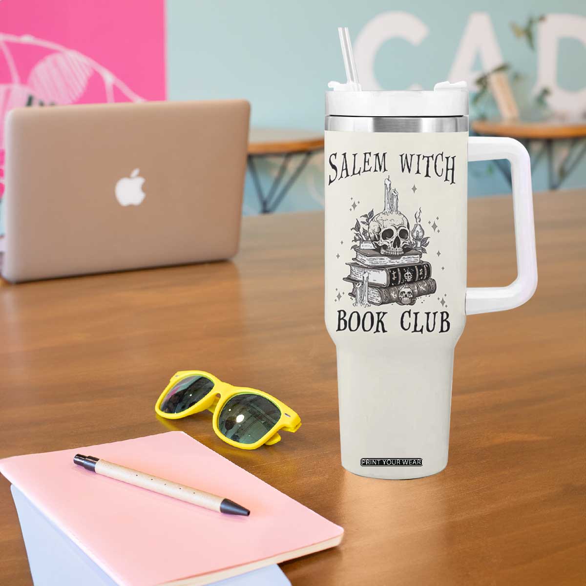 Salem Book Club Tumbler With Handle Retro Witch Vibes Book Lovers TB10 Print Your Wear