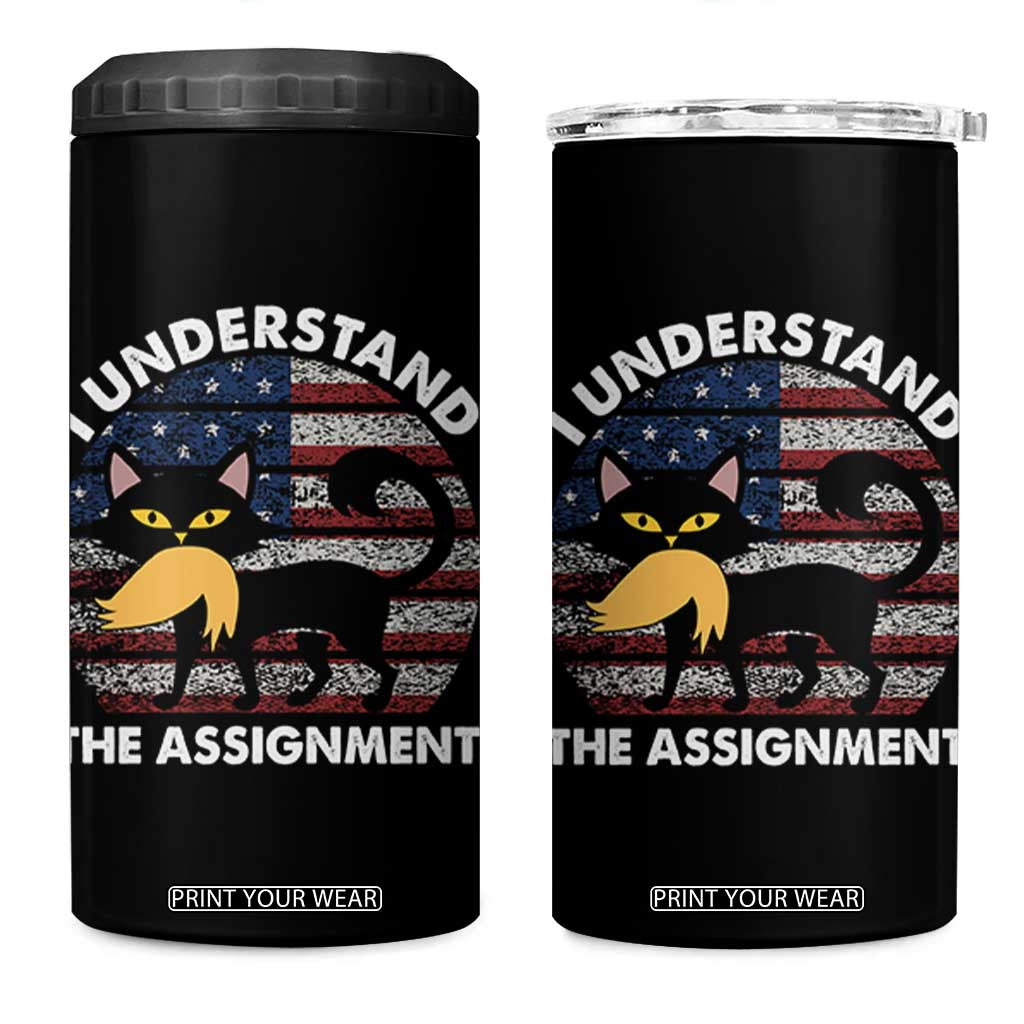 Subtle FDT Black Cat Meme 4 in 1 Can Cooler Tumbler I Understand The Assignment American Flag TB10 One Size: 16 oz Black Print Your Wear