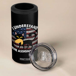 Subtle FDT Black Cat Meme 4 in 1 Can Cooler Tumbler I Understand The Assignment American Flag TB10 Print Your Wear
