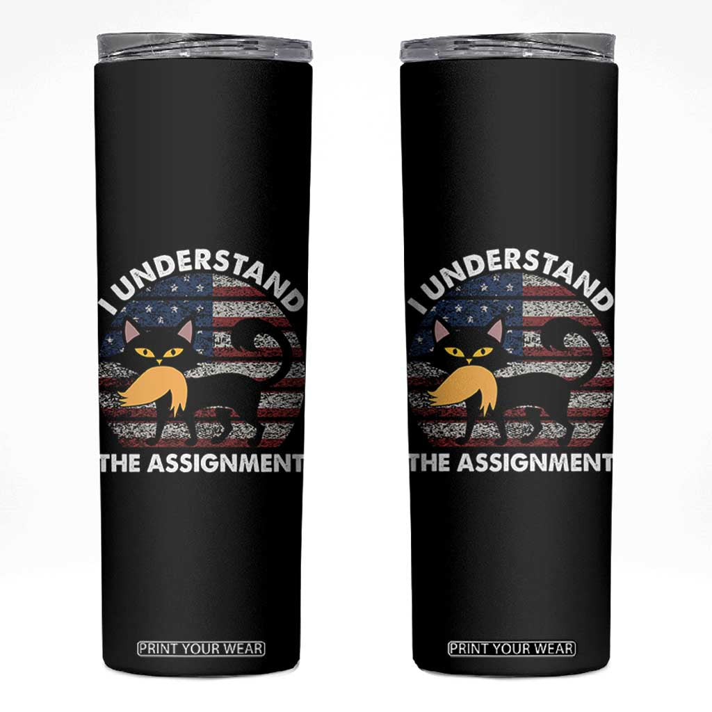 Subtle FDT Black Cat Meme Skinny Tumbler I Understand The Assignment American Flag TB10 Black Print Your Wear