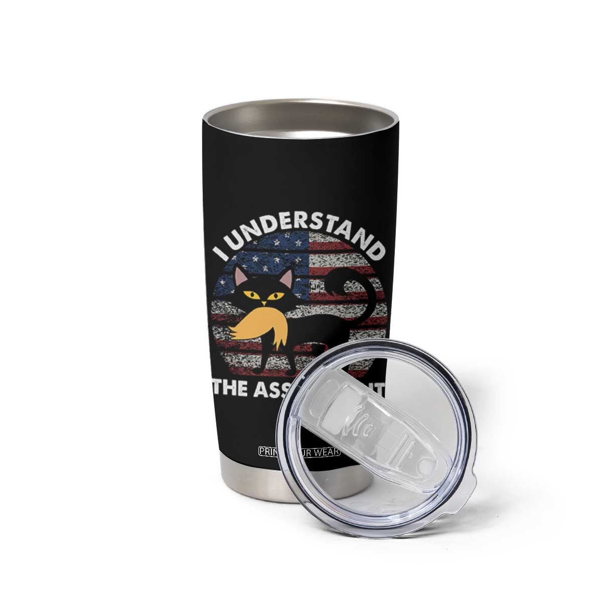 Subtle FDT Black Cat Meme Tumbler Cup I Understand The Assignment American Flag TB10 Print Your Wear