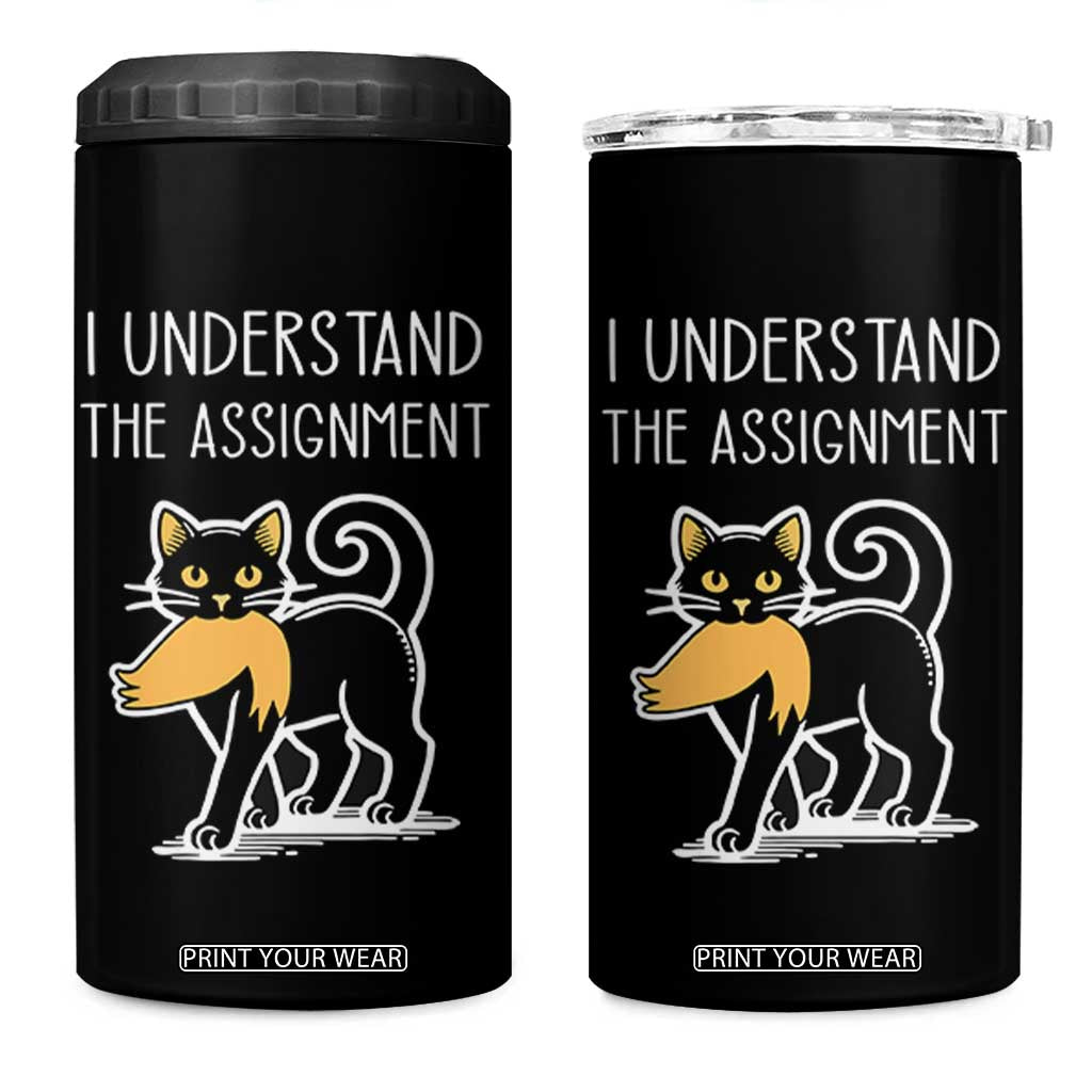 Subtle FDT Black Cat Meme 4 in 1 Can Cooler Tumbler I Understand The Assignment TB10 One Size: 16 oz Black Print Your Wear