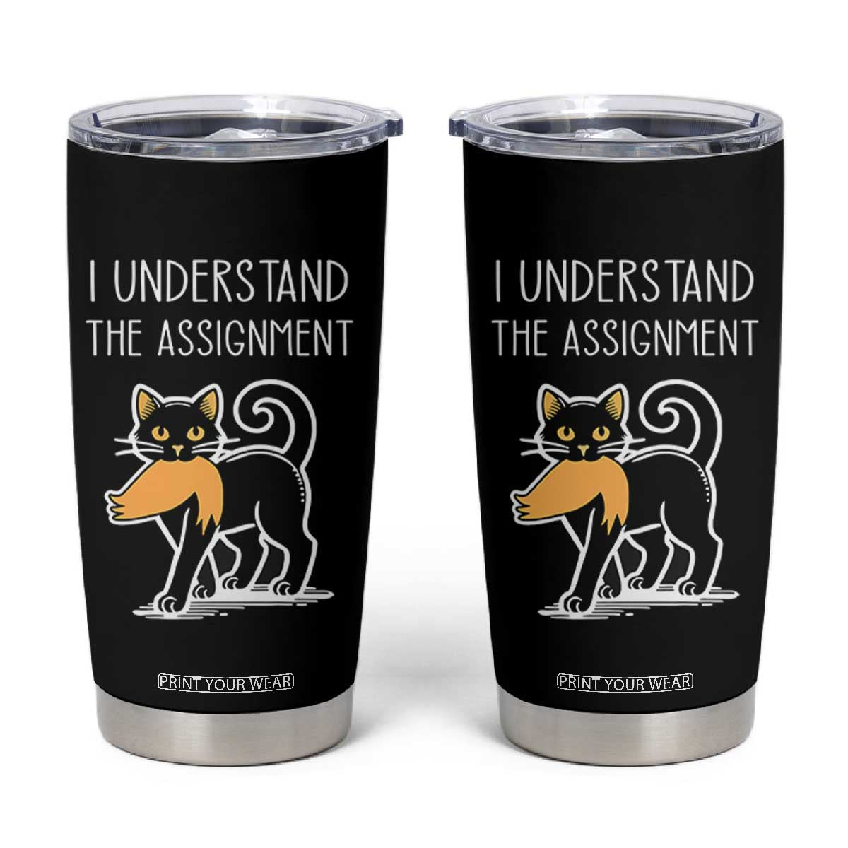 Subtle FDT Black Cat Meme Tumbler Cup I Understand The Assignment TB10 Black Print Your Wear