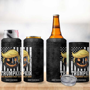 Halloween Trumpkin 4 in 1 Can Cooler Tumbler President Donald Trump 2024 Make Halloween Great Again US Flag TB10 Print Your Wear