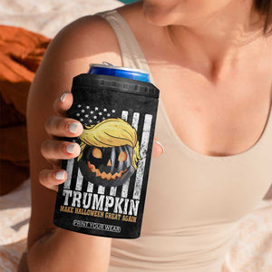 Halloween Trumpkin 4 in 1 Can Cooler Tumbler President Donald Trump 2024 Make Halloween Great Again US Flag TB10 Print Your Wear