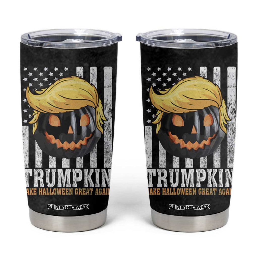 Halloween Trumpkin Tumbler Cup President Donald Trump 2024 Make Halloween Great Again US Flag TB10 Black Print Your Wear