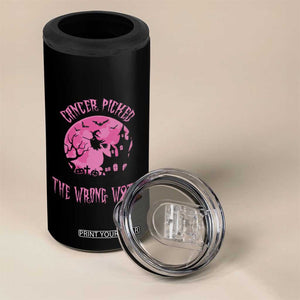 Breast Cancer Awareness Halloween 4 in 1 Can Cooler Tumbler Pink Ribbon Cancer You Picked The Wrong Witch TB10 Print Your Wear