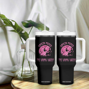 Breast Cancer Awareness Halloween Tumbler With Handle Pink Ribbon Cancer You Picked The Wrong Witch TB10 Print Your Wear
