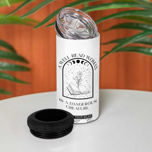 Book Lover 4 in 1 Can Cooler Tumbler Floral Library A Well Read Woman Is A Dangerous Creature TB10 Print Your Wear