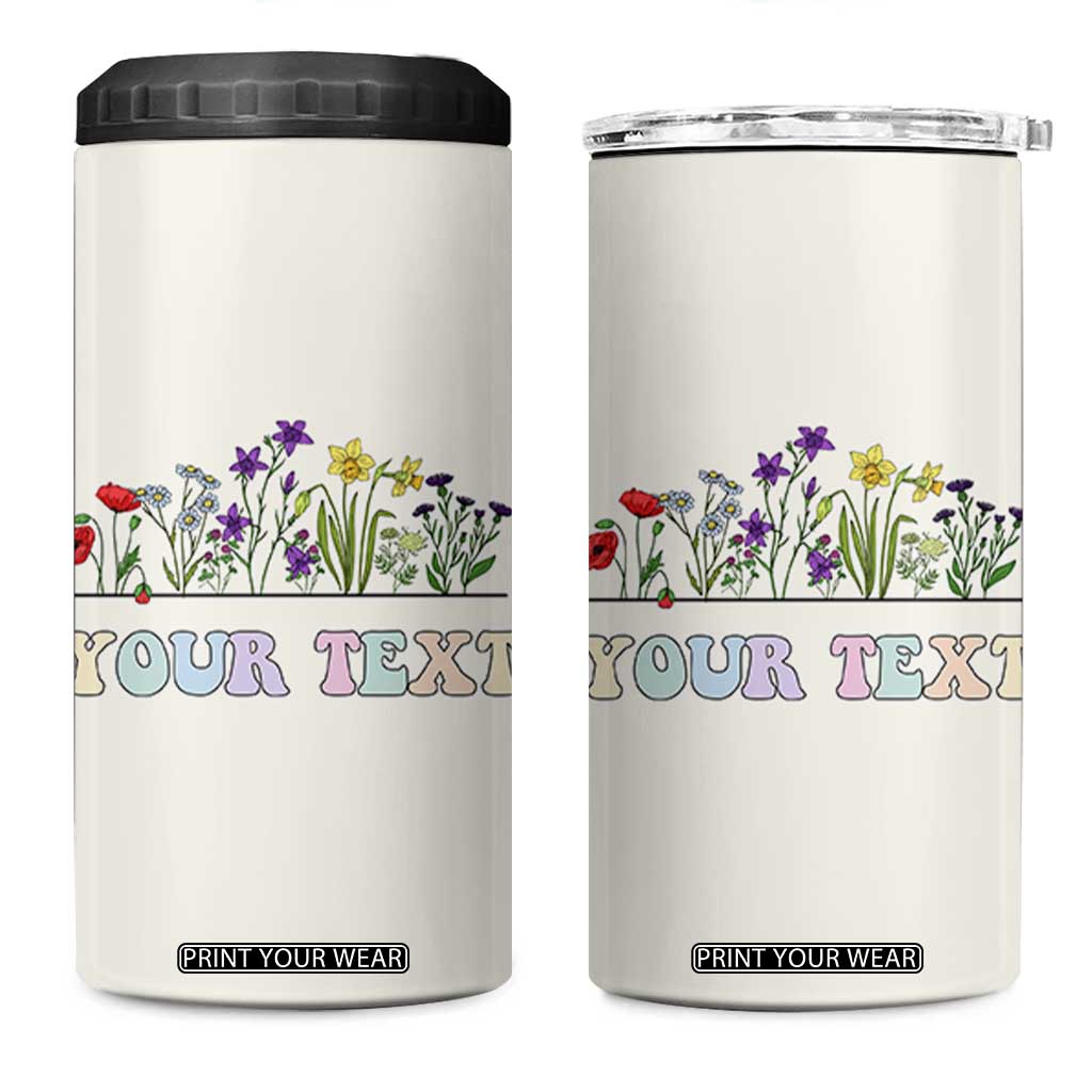 Personalized Wildflower Floral 4 in 1 Can Cooler Tumbler Custom Name Birthday Gifts For Her Mothers Day TB10 One Size: 16 oz Cream Print Your Wear