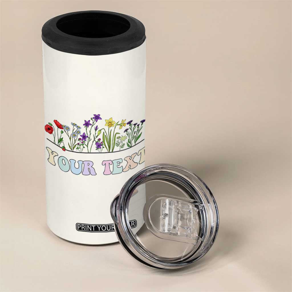 Personalized Wildflower Floral 4 in 1 Can Cooler Tumbler Custom Name Birthday Gifts For Her Mothers Day TB10 Print Your Wear