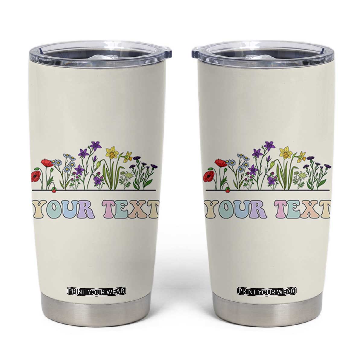 Personalized Wildflower Floral Tumbler Cup Custom Name Birthday Gifts For Her Mothers Day TB10 Cream Print Your Wear
