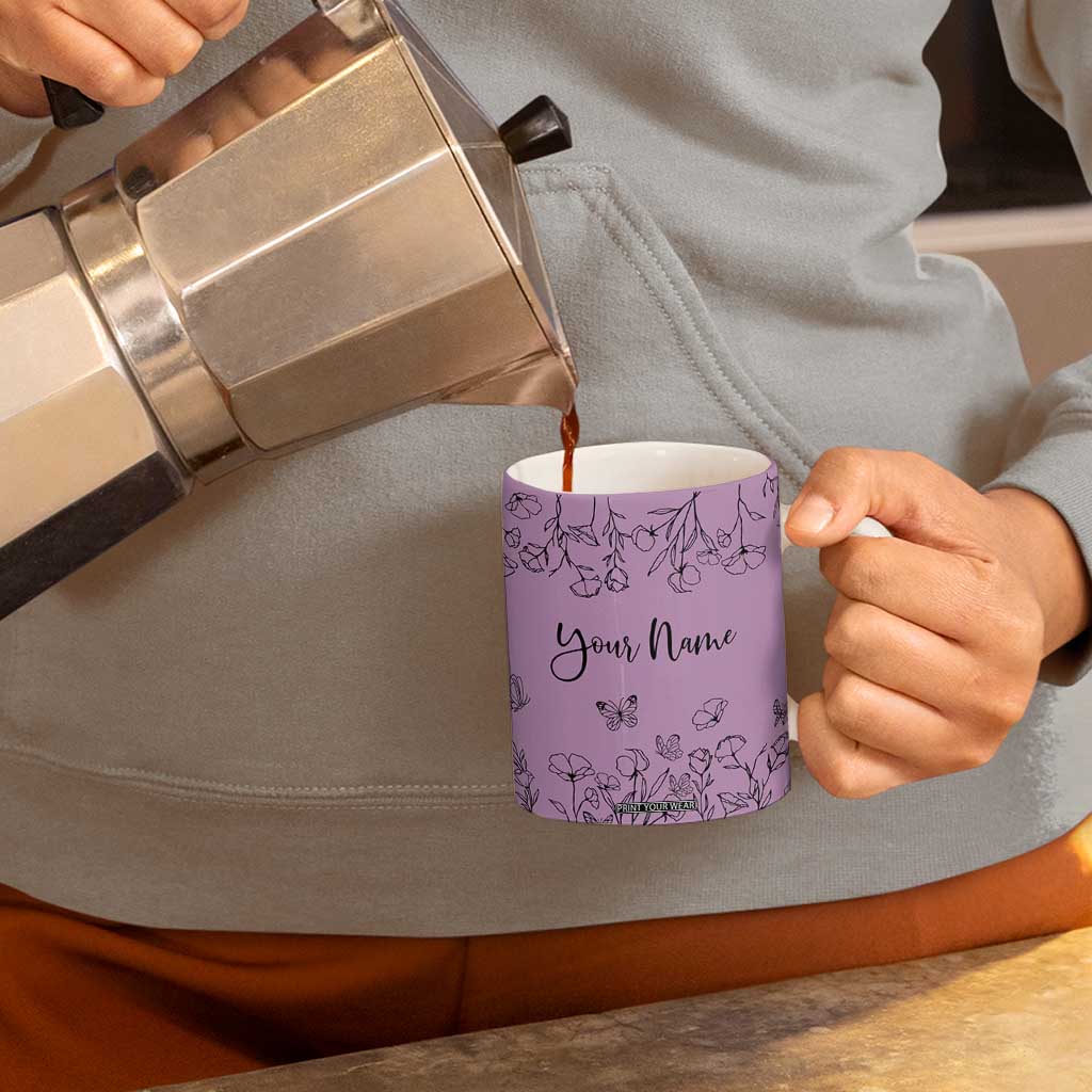 Personalized Wildflower Floral Coffee Mug Custom Name Gifts For Her Mothers Day Gift TB10 Print Your Wear