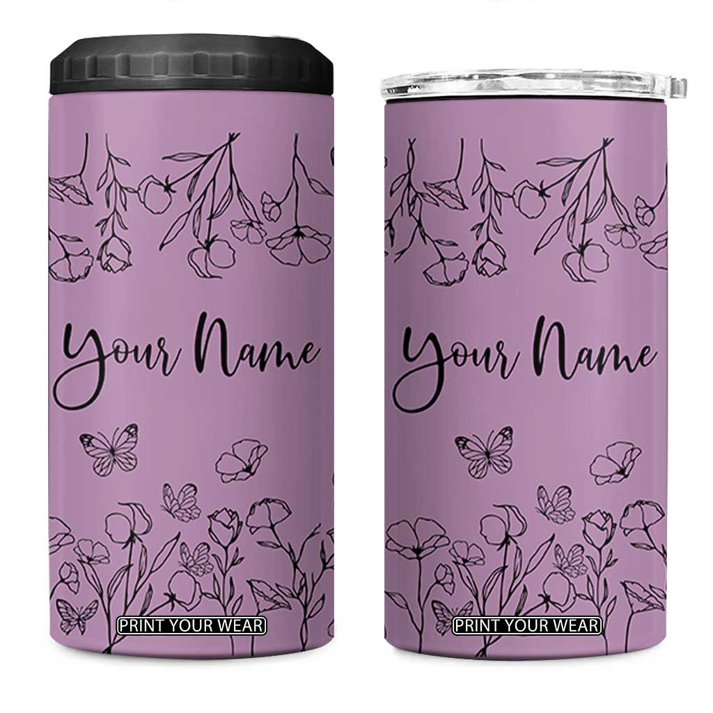 Personalized Wildflower Floral 4 in 1 Can Cooler Tumbler Custom Name Gifts For Her Mothers Day Gift TB10 One Size: 16 oz Purple Print Your Wear