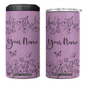 Personalized Wildflower Floral 4 in 1 Can Cooler Tumbler Custom Name Gifts For Her Mothers Day Gift TB10 One Size: 16 oz Purple Print Your Wear