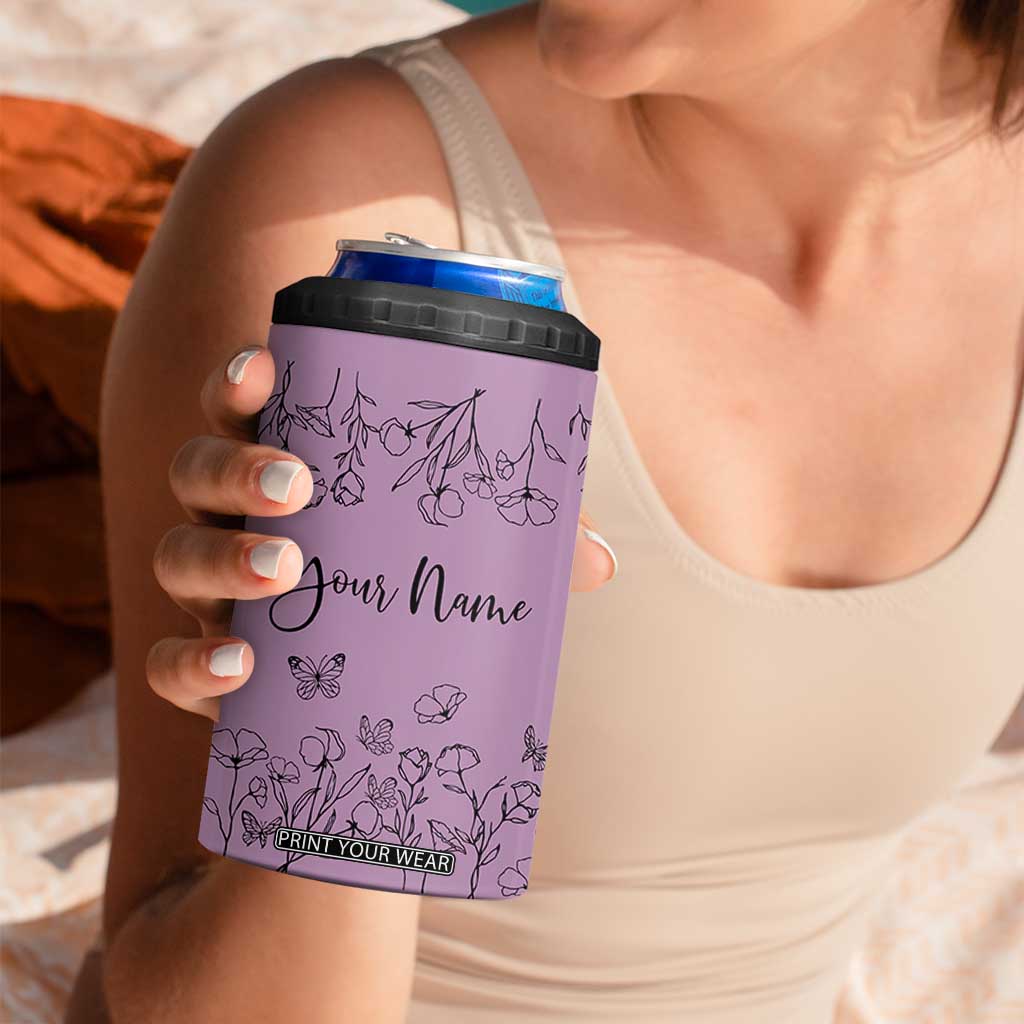 Personalized Wildflower Floral 4 in 1 Can Cooler Tumbler Custom Name Gifts For Her Mothers Day Gift TB10 Print Your Wear