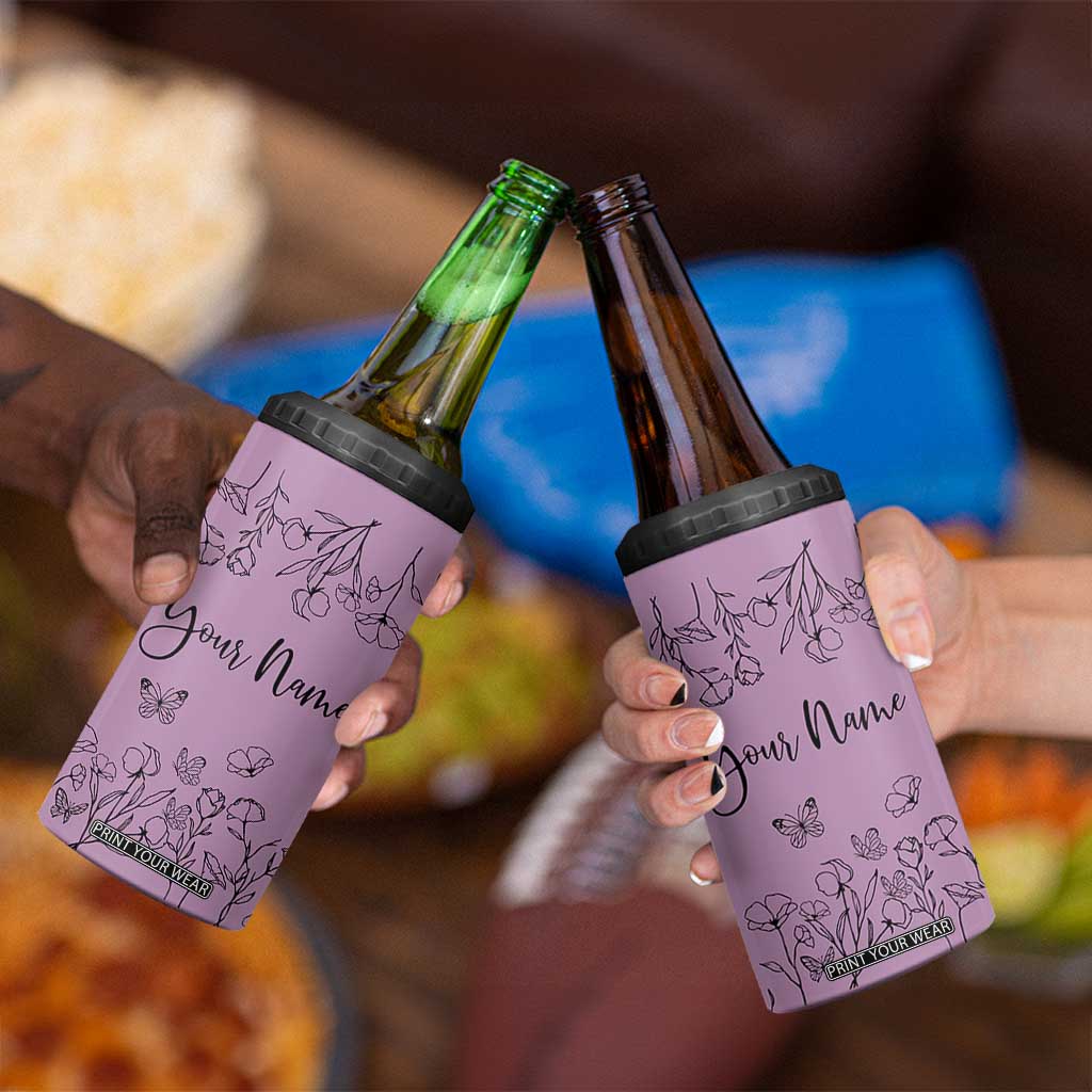 Personalized Wildflower Floral 4 in 1 Can Cooler Tumbler Custom Name Gifts For Her Mothers Day Gift TB10 Print Your Wear