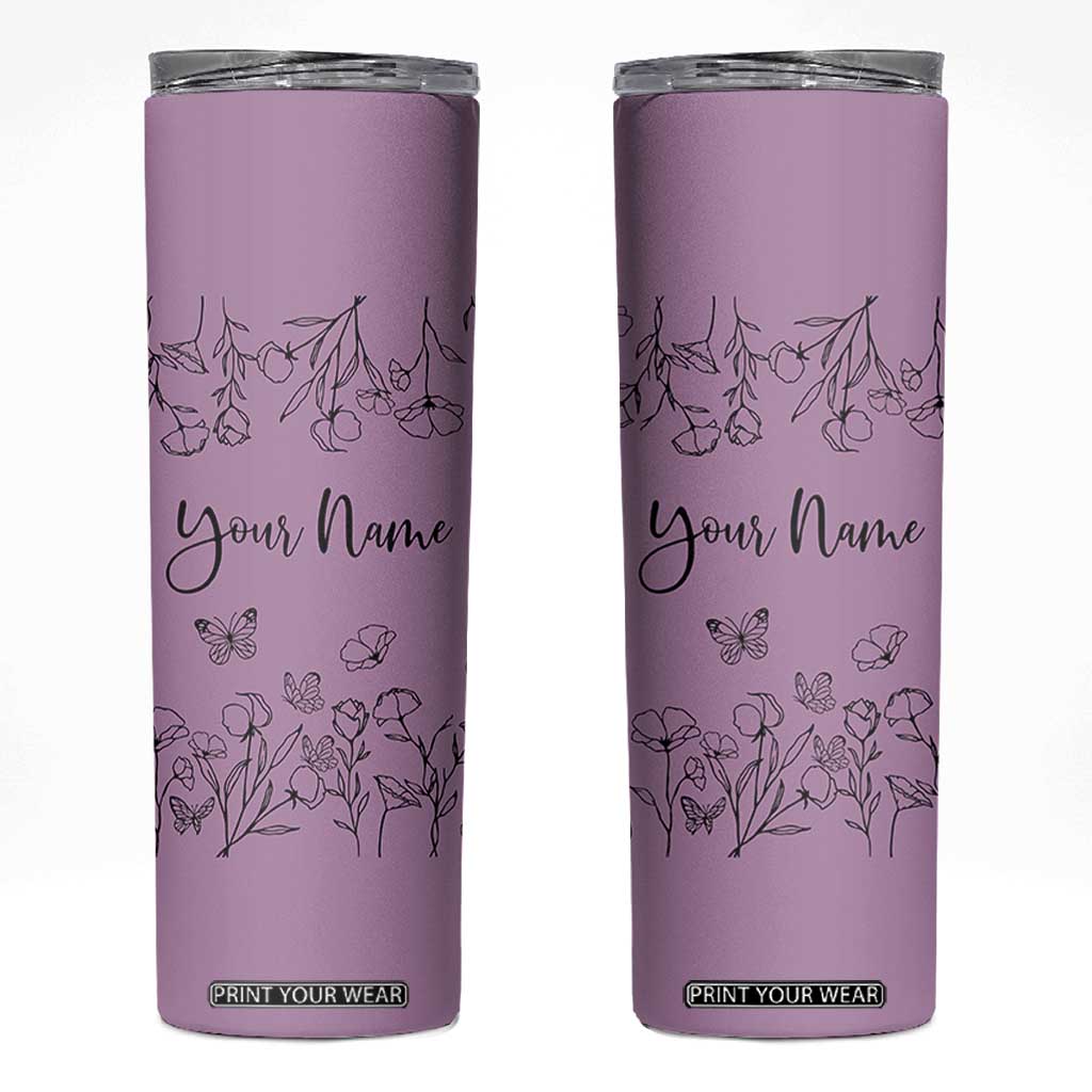 Personalized Wildflower Floral Skinny Tumbler Custom Name Gifts For Her Mothers Day Gift TB10 Purple Print Your Wear