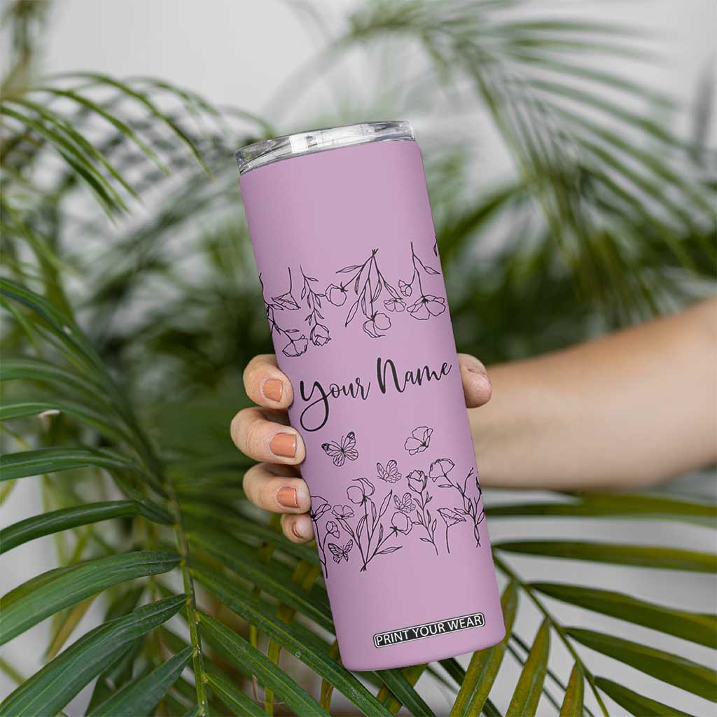 Personalized Wildflower Floral Skinny Tumbler Custom Name Gifts For Her Mothers Day Gift TB10 Print Your Wear