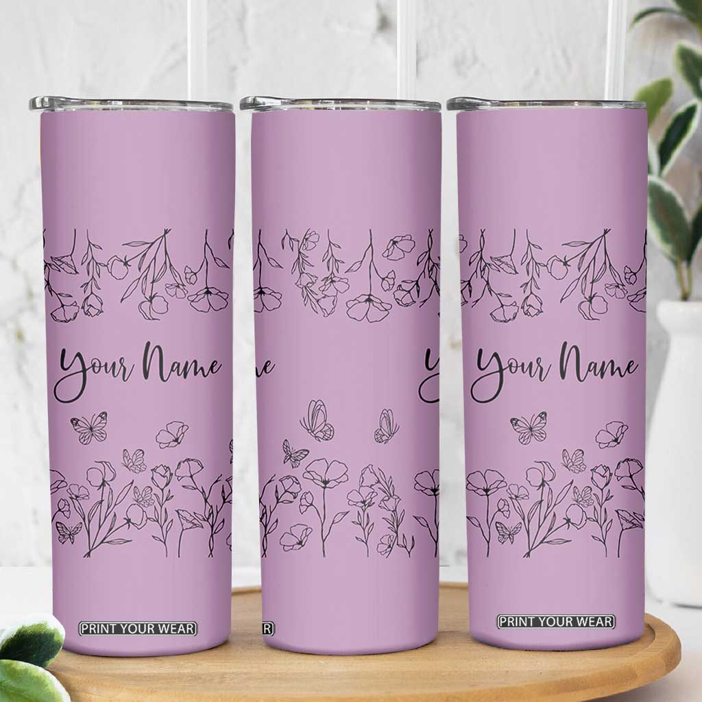 Personalized Wildflower Floral Skinny Tumbler Custom Name Gifts For Her Mothers Day Gift TB10 Print Your Wear