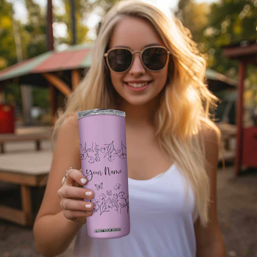 Personalized Wildflower Floral Skinny Tumbler Custom Name Gifts For Her Mothers Day Gift TB10 Print Your Wear
