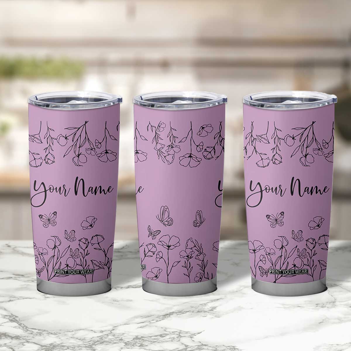 Personalized Wildflower Floral Tumbler Cup Custom Name Gifts For Her Mothers Day Gift TB10 Print Your Wear
