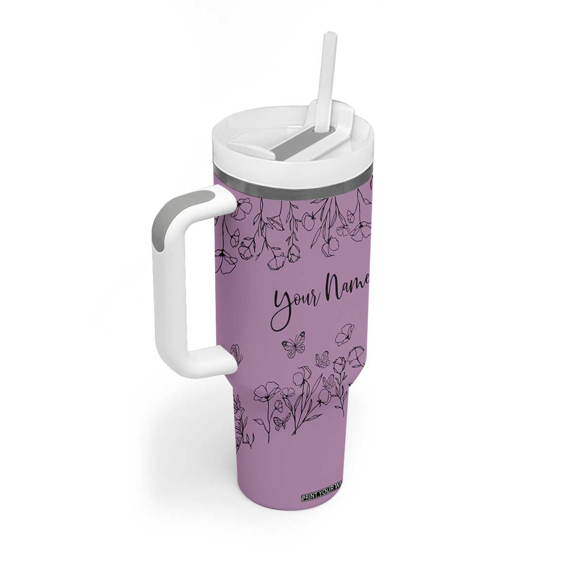 Personalized Wildflower Floral Tumbler With Handle Custom Name Gifts For Her Mothers Day Gift TB10 Print Your Wear