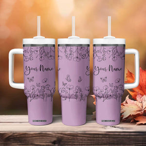 Personalized Wildflower Floral Tumbler With Handle Custom Name Gifts For Her Mothers Day Gift TB10 Print Your Wear