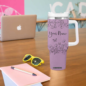 Personalized Wildflower Floral Tumbler With Handle Custom Name Gifts For Her Mothers Day Gift TB10 Print Your Wear