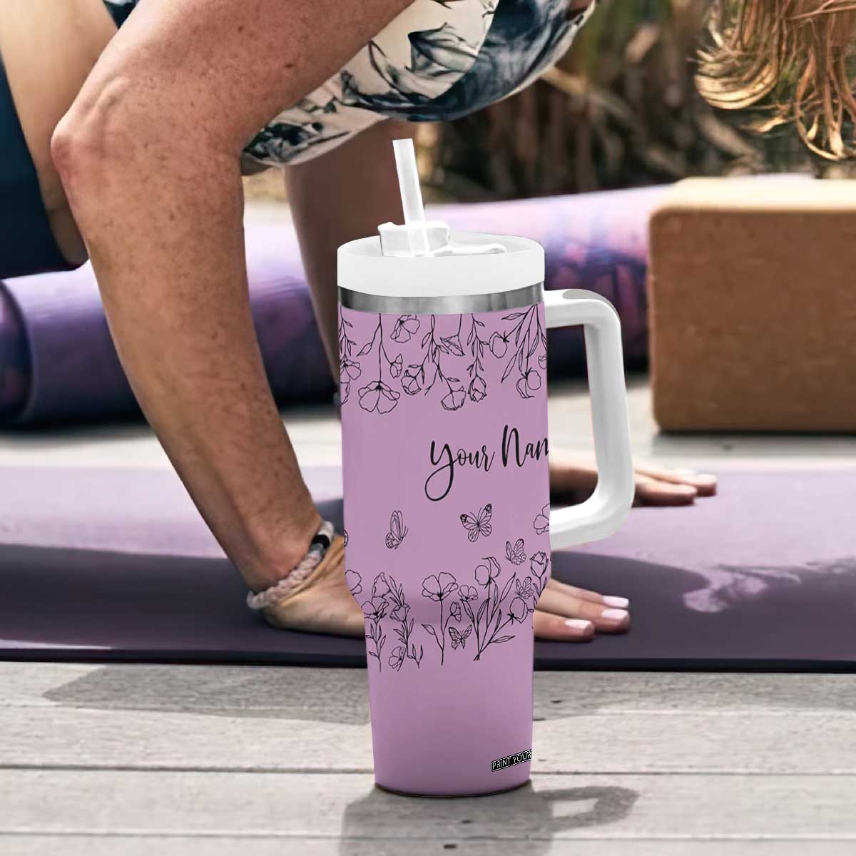 Personalized Wildflower Floral Tumbler With Handle Custom Name Gifts For Her Mothers Day Gift TB10 Print Your Wear