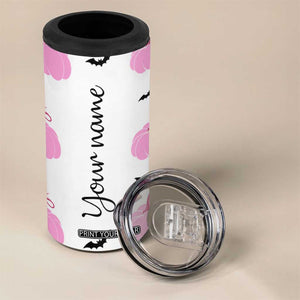 Personalized Halloween Iced Coffee 4 in 1 Can Cooler Tumbler Custom Name Pink Pumpkin Cup TB10 Print Your Wear