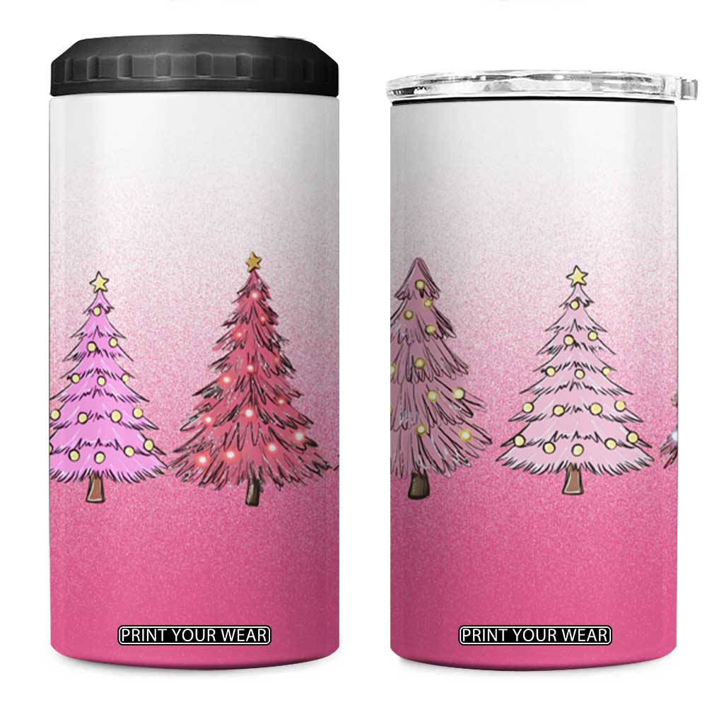 Pink Christmas 4 in 1 Can Cooler Tumbler Xmas Trees Pinkmas Gift For Her TB10 One Size: 16 oz Pink Ombre Print Your Wear