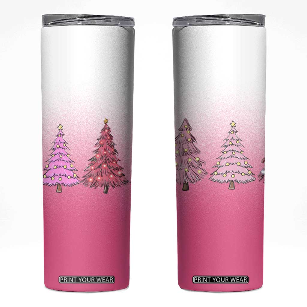 Pink Christmas Skinny Tumbler Xmas Trees Pinkmas Gift For Her TB10 Pink Ombre Print Your Wear