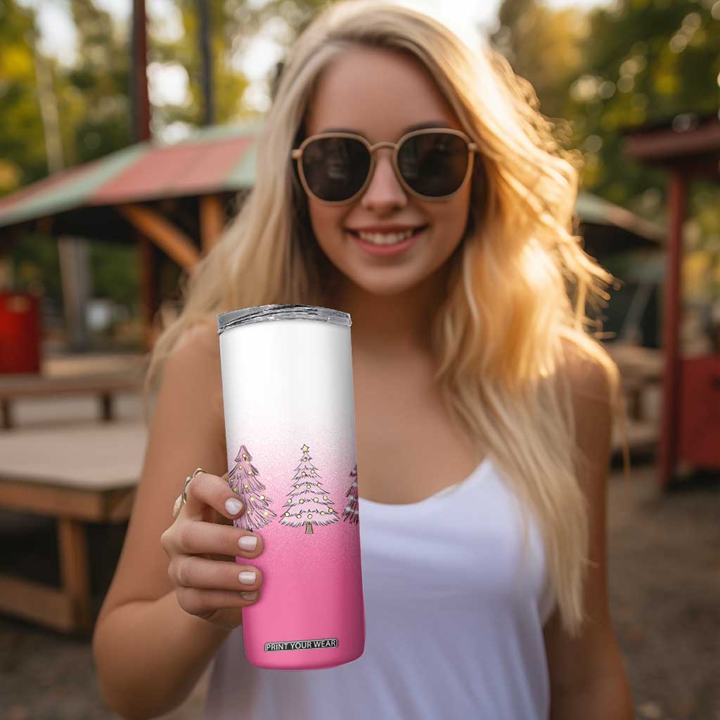 Pink Christmas Skinny Tumbler Xmas Trees Pinkmas Gift For Her TB10 Print Your Wear