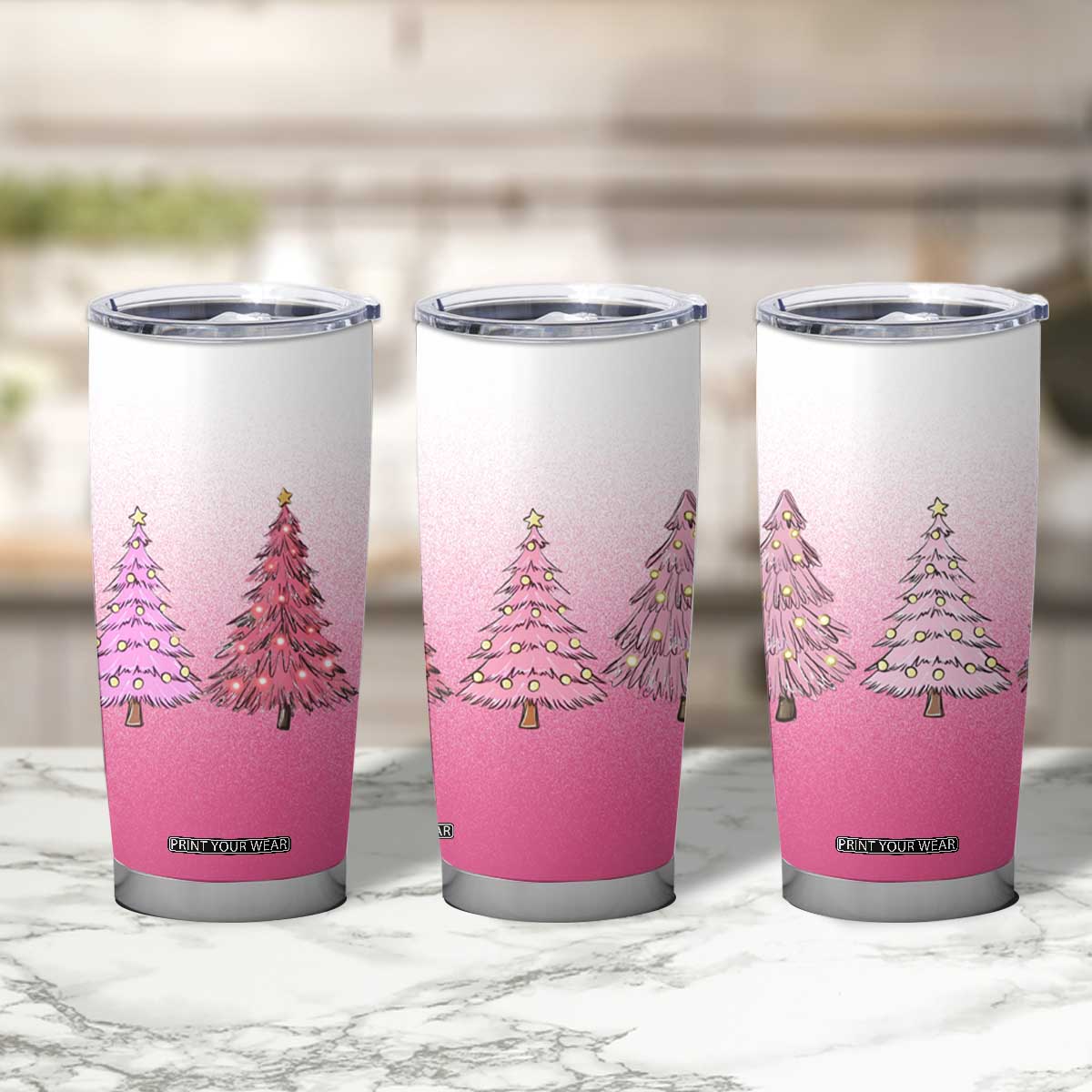 Pink Christmas Tumbler Cup Xmas Trees Pinkmas Gift For Her TB10 Print Your Wear