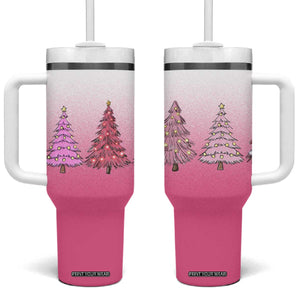 Pink Christmas Tumbler With Handle Xmas Trees Pinkmas Gift For Her TB10 One Size: 40 oz Pink Ombre Print Your Wear