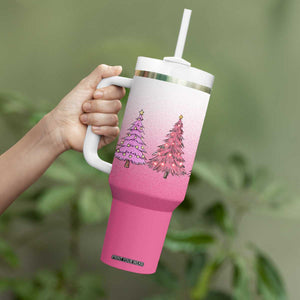Pink Christmas Tumbler With Handle Xmas Trees Pinkmas Gift For Her TB10 Print Your Wear