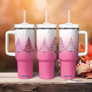 Pink Christmas Tumbler With Handle Xmas Trees Pinkmas Gift For Her TB10 Print Your Wear