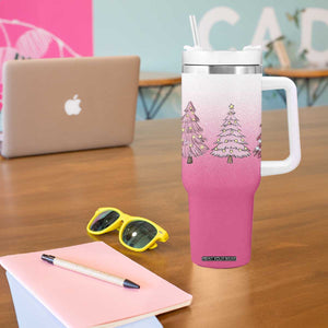 Pink Christmas Tumbler With Handle Xmas Trees Pinkmas Gift For Her TB10 Print Your Wear