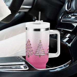Pink Christmas Tumbler With Handle Xmas Trees Pinkmas Gift For Her TB10 Print Your Wear