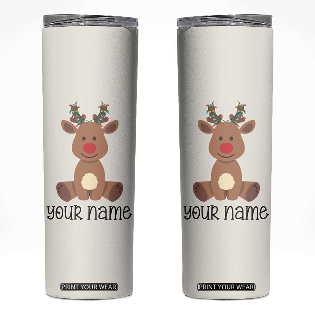 Personalized Christmas Skinny Tumbler Reindeer Hot Chocolate Mug Xmas Gifts for Kids TB10 White Print Your Wear