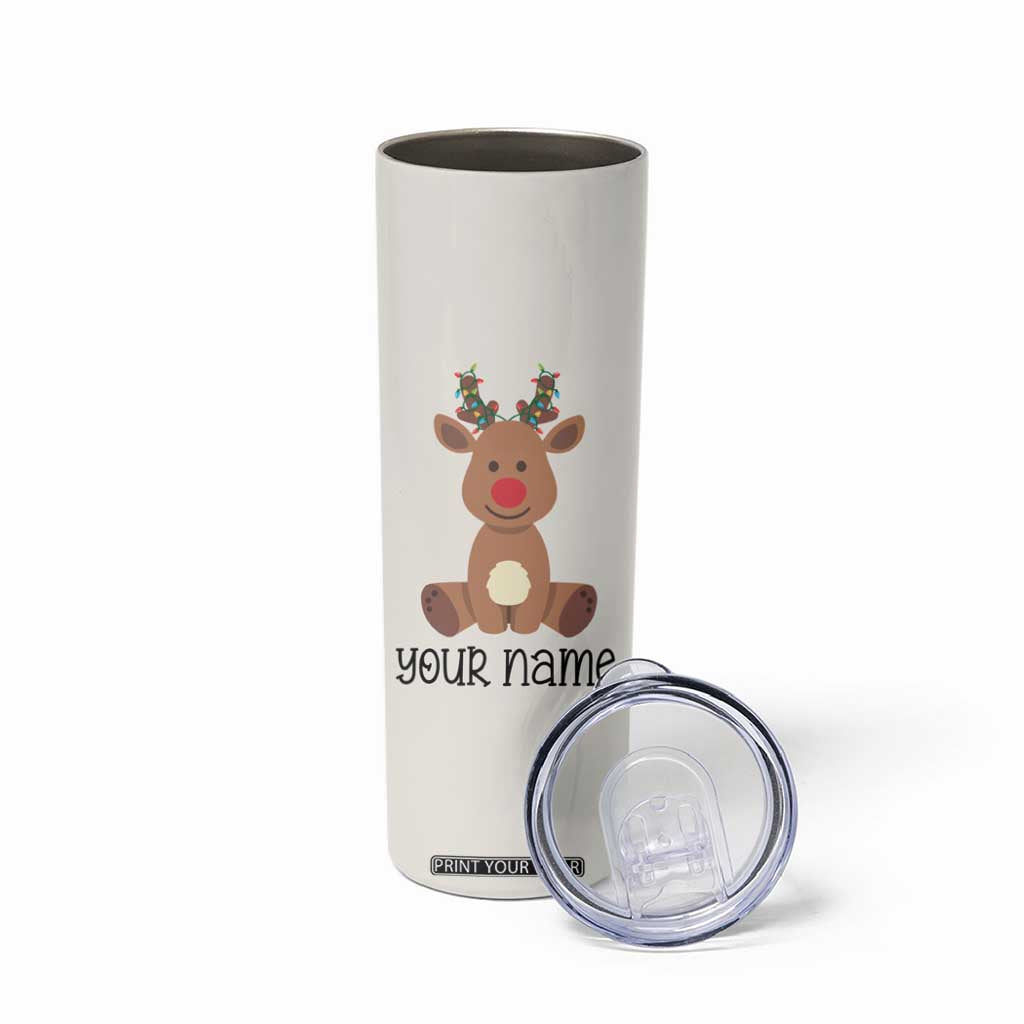 Personalized Christmas Skinny Tumbler Reindeer Hot Chocolate Mug Xmas Gifts for Kids TB10 Print Your Wear