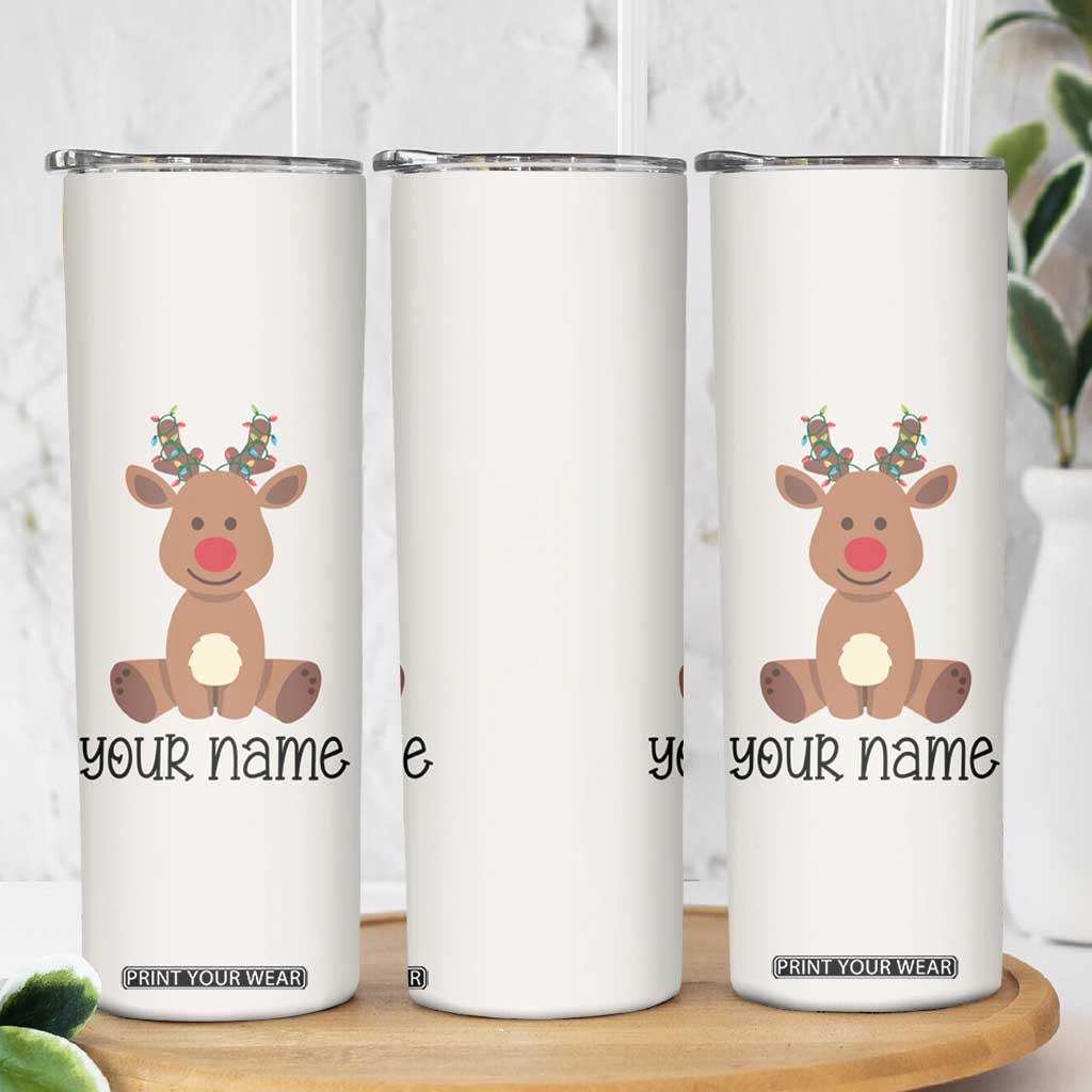 Personalized Christmas Skinny Tumbler Reindeer Hot Chocolate Mug Xmas Gifts for Kids TB10 Print Your Wear