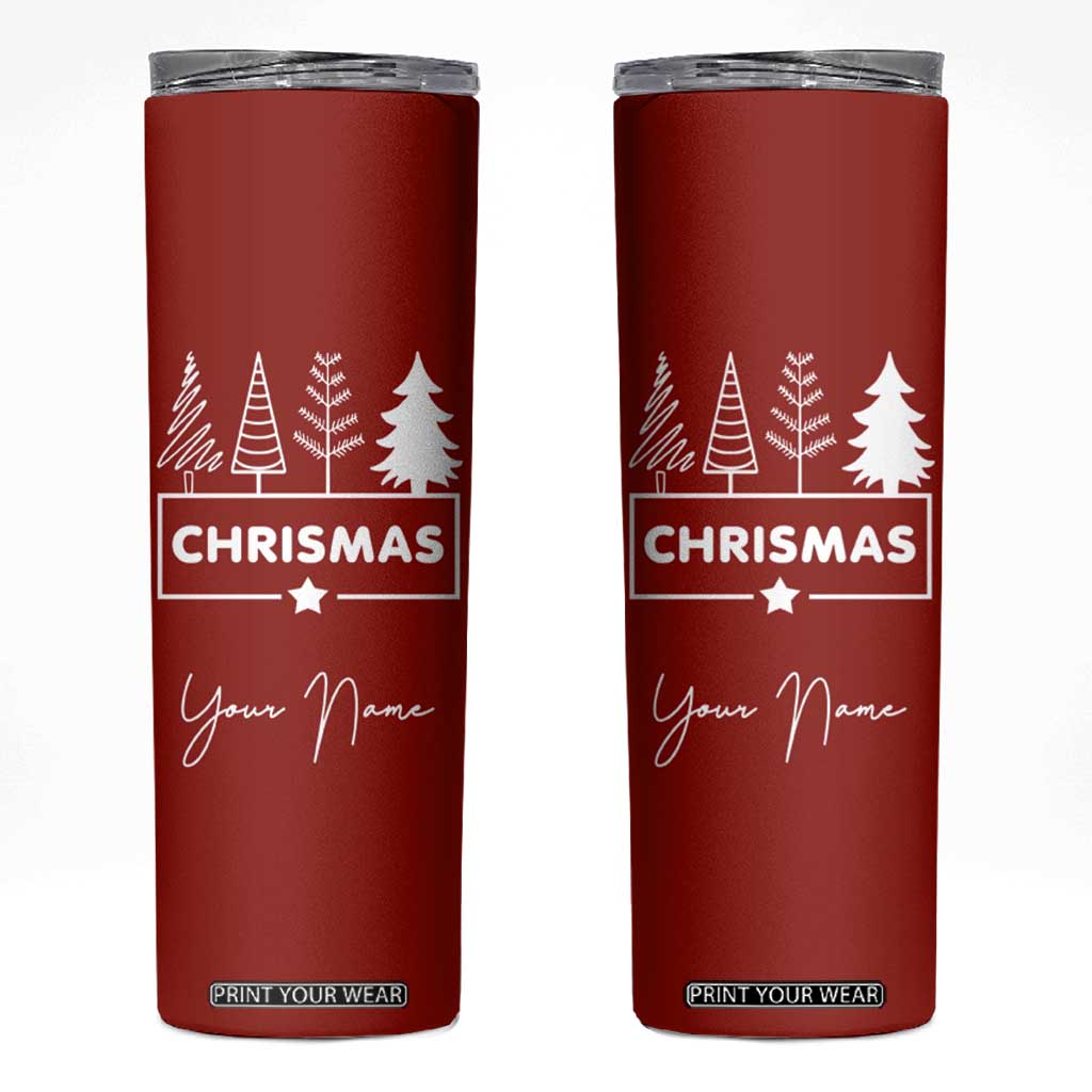 Personalized Christmas Skinny Tumbler Custom Name Xmas Tree Gifts for Mom Her Coworkers TB10 Red Print Your Wear